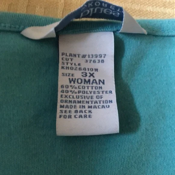 Teal embroidered embellished tank Women’s 3X - Picture 4 of 5